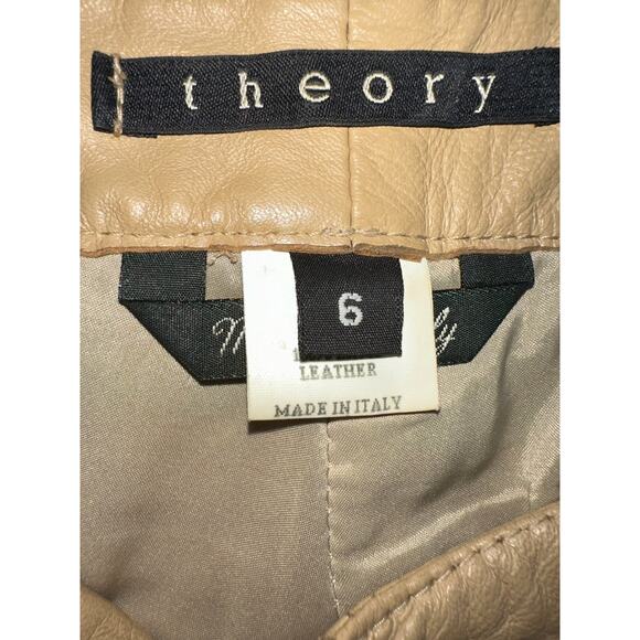THEORY BEIGE LAMB LEATHER JEANS MADE IN ITALY 6 - Picture 2 of 7
